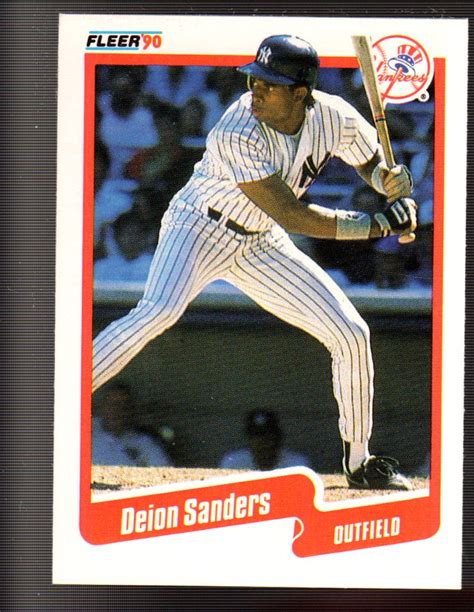 1990 fleer deion sanders - 1990 Donruss Dion Sanders Baseball Rookie Card #427, ERROR CARD - No Period After "Inc", New York Yankees, Ungraded - Excellent-Mint Condition.